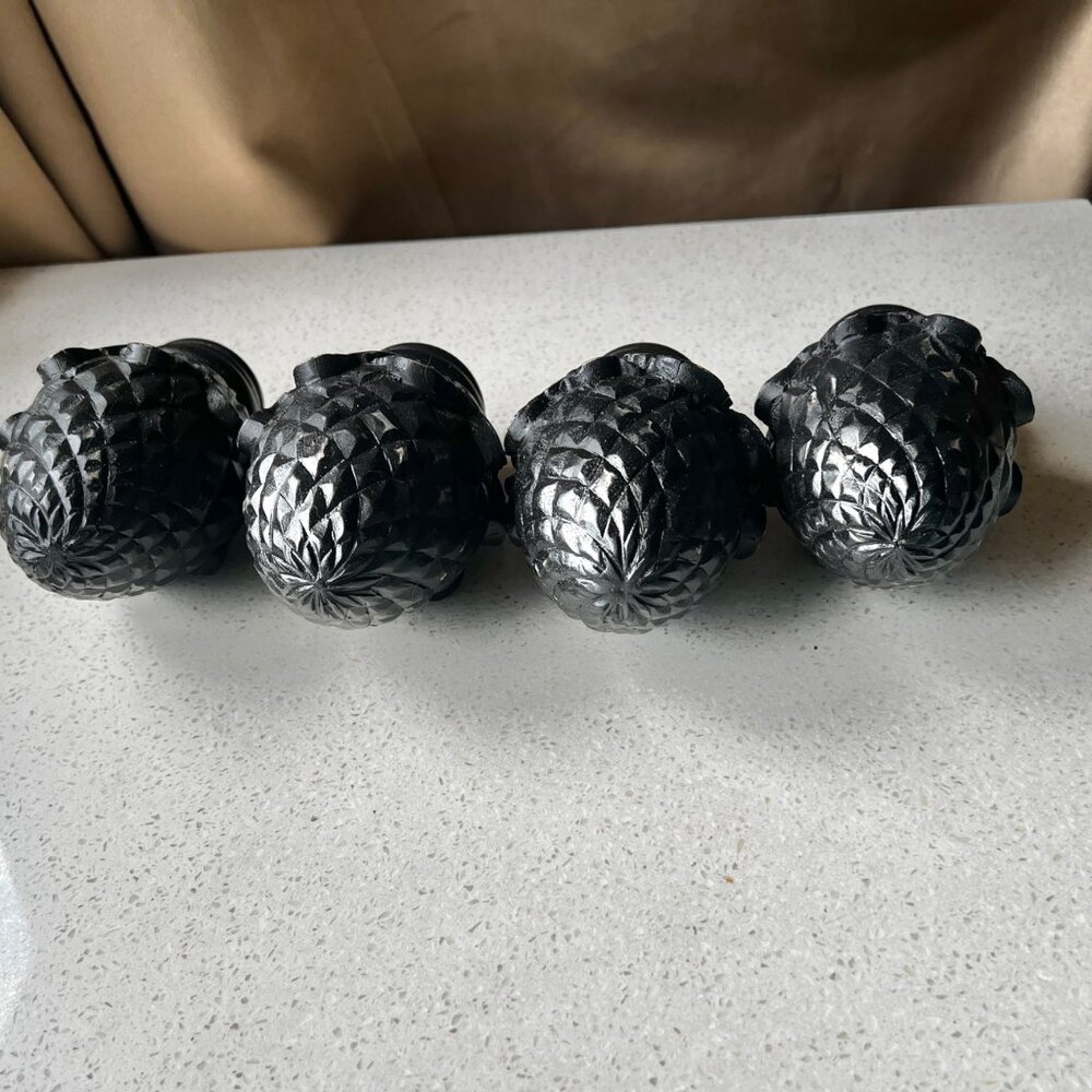 Set Of 4 Black Artichoke Finials For Bed Or Curtain Rods 5.5x3 3/8” D Classical - Picture 3 of 11